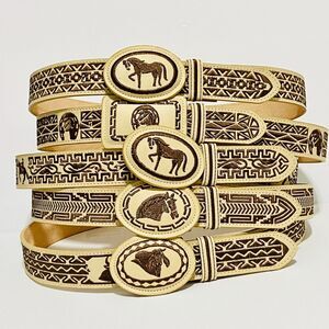 Men's western belt embroidered black belt size 38 for jeans size 34